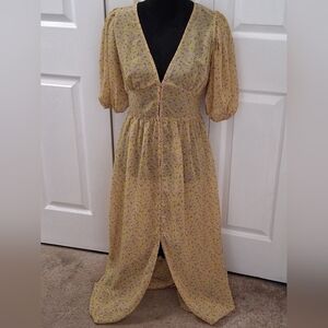 Floral Semi Sheer Summer Maxi Dress    Size S